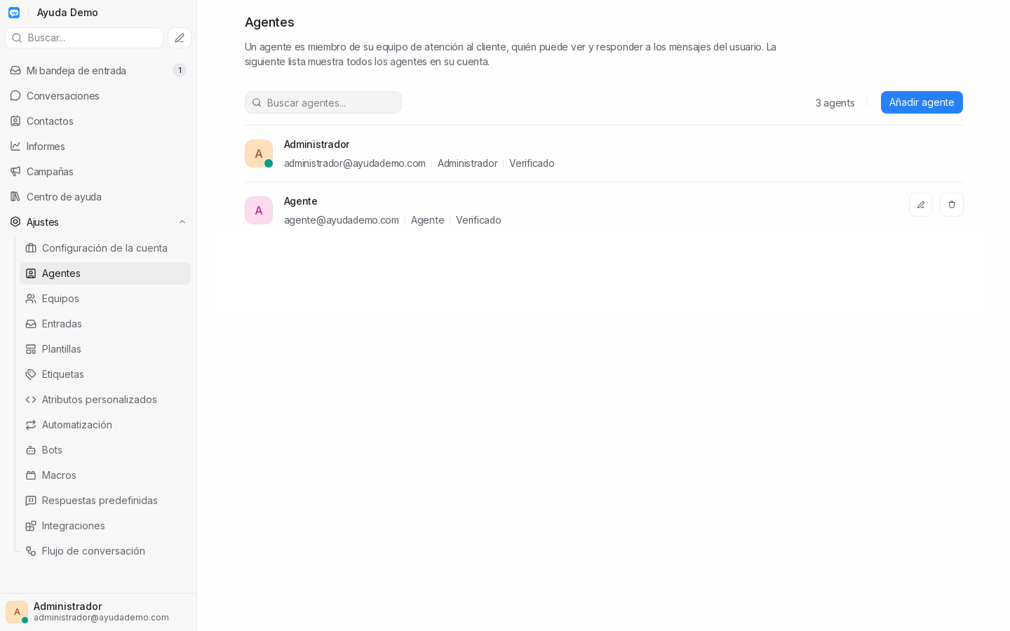 Lista de agentes