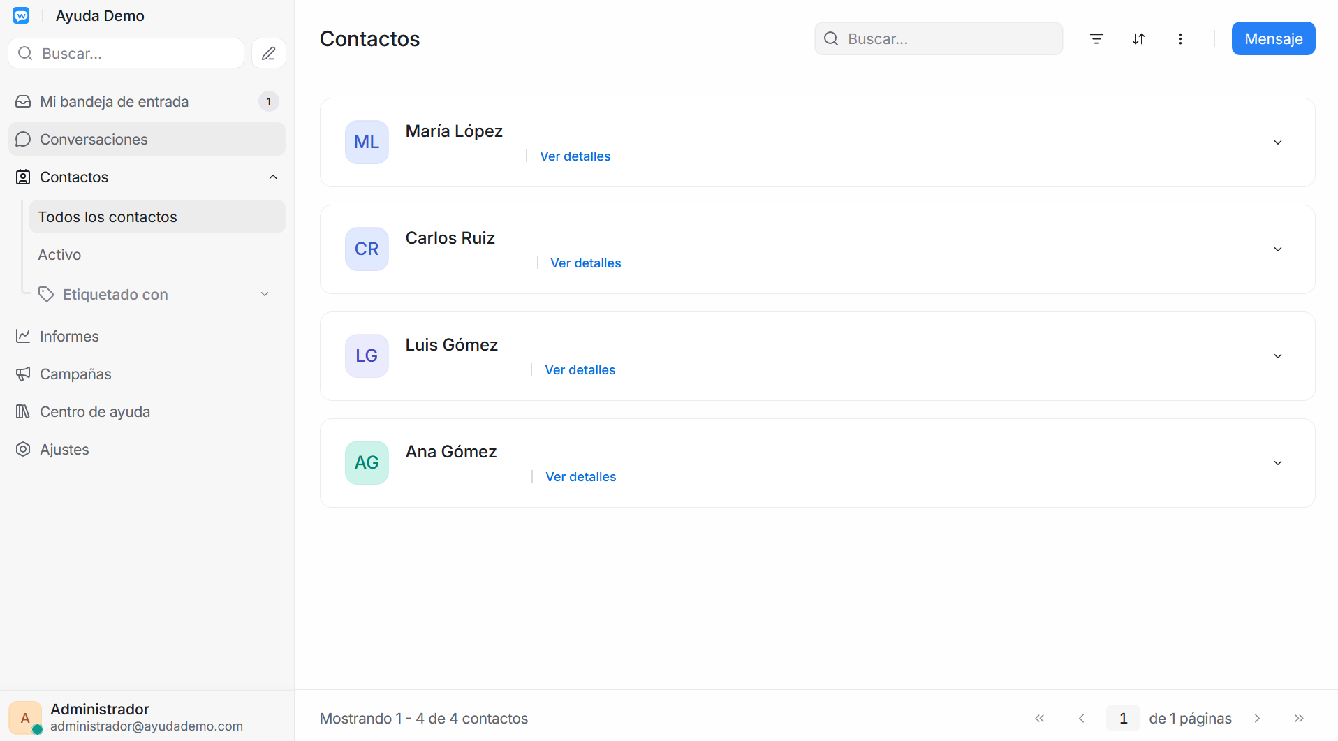 Lista de contactos