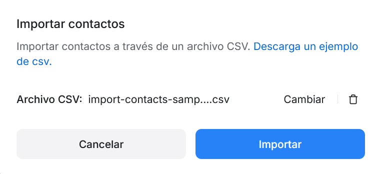 Modal con archivo seleccionado