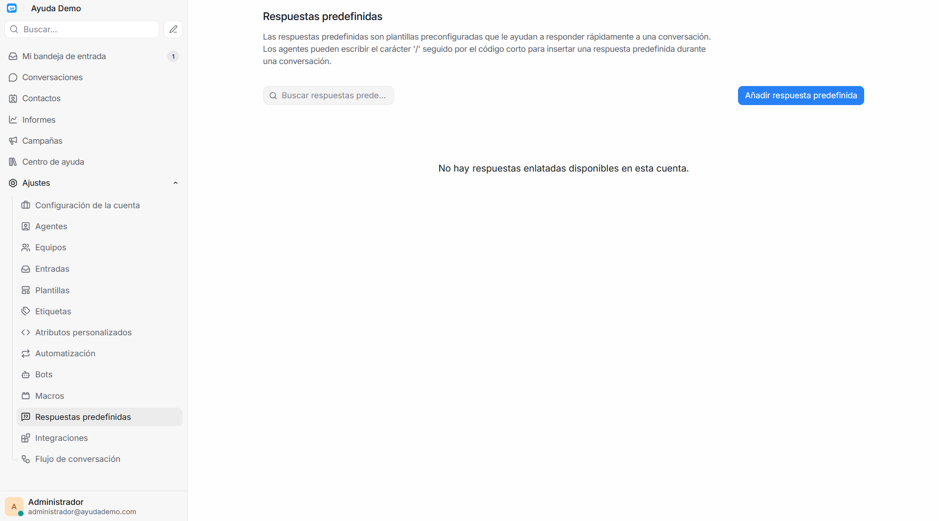 Lista de respuestas predefinidas