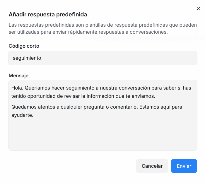 Formulario de nueva respuesta predefinida