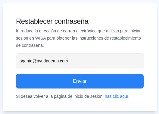 Formulario de restablecimiento de contraseña