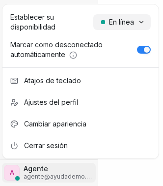 Menú de perfil con Cerrar sesión