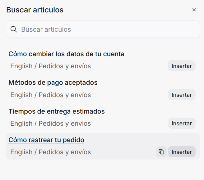 Respuesta con el enlace del artículo insertado