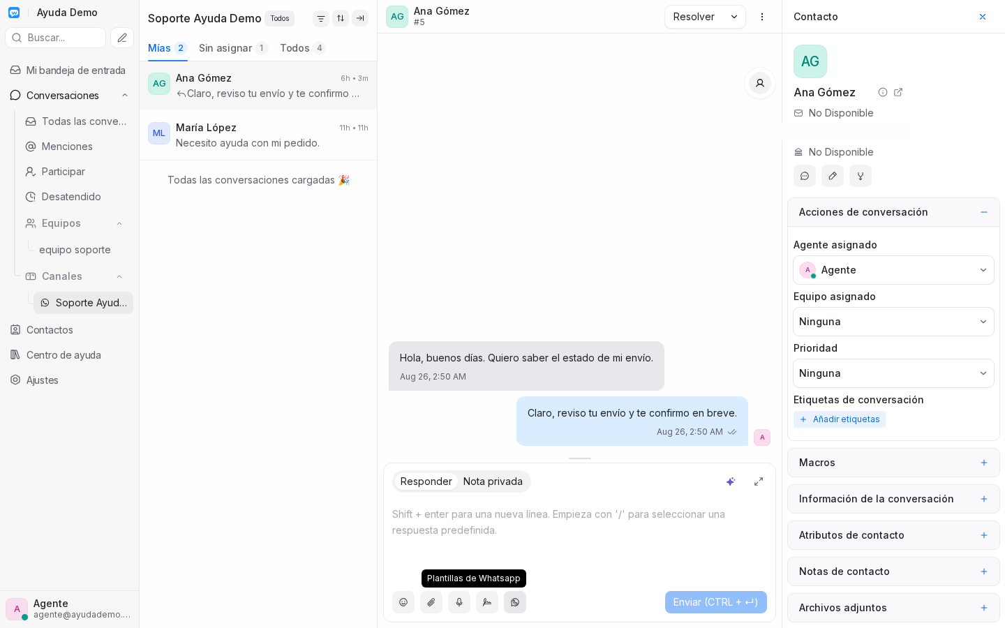 Abrir Plantillas de Whatsapp