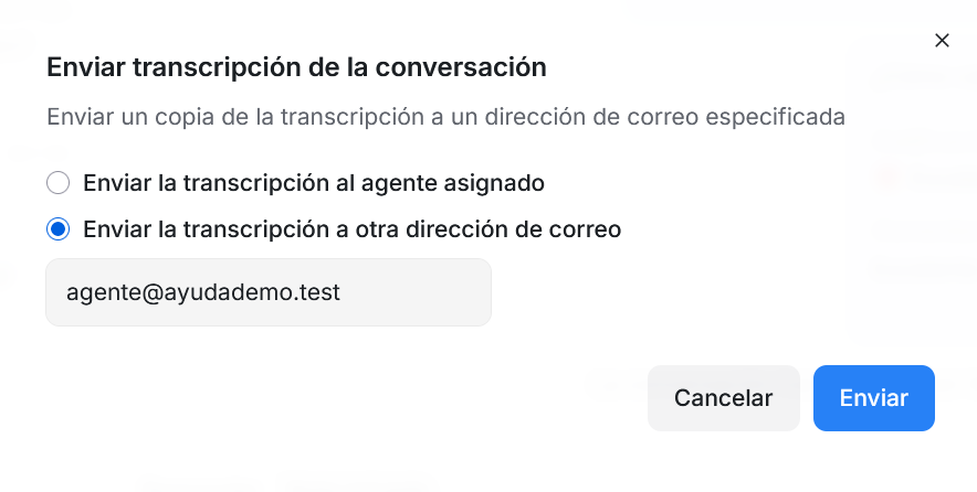 Opción otra dirección de correo con campo de texto